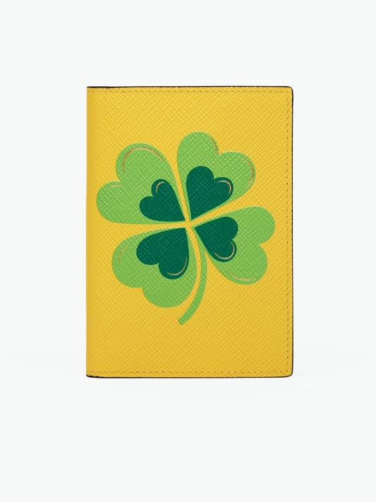 Smythson Clover Heart Passport Cover in Panama