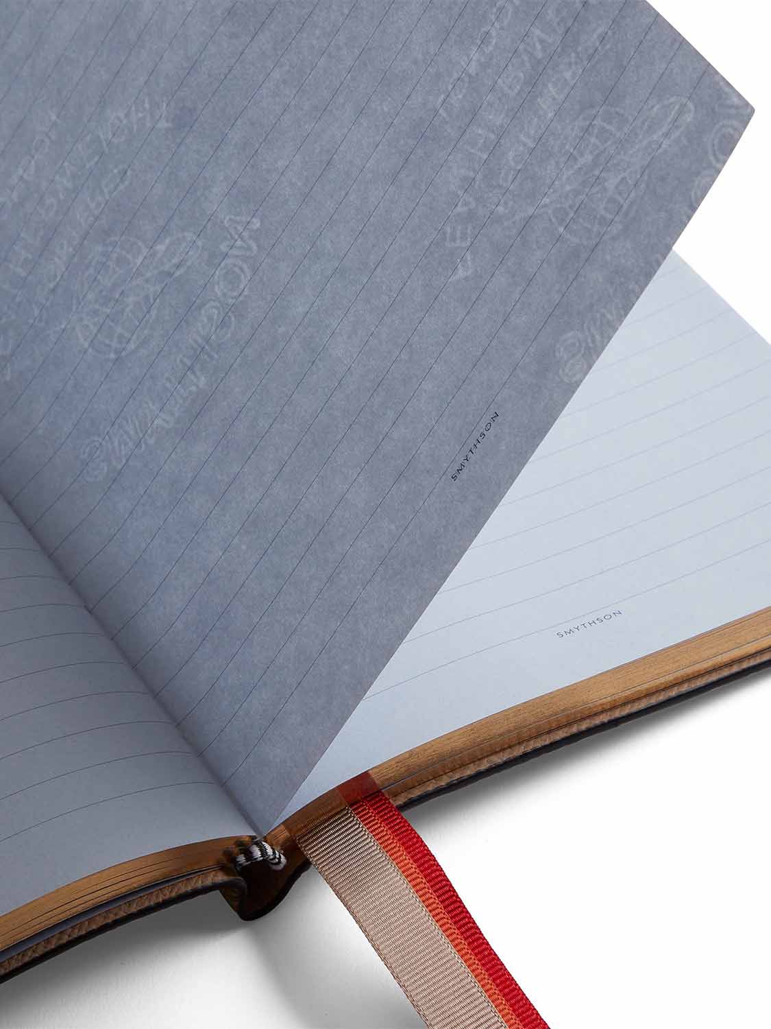 Smythson Printed Stripe Soho Notebook in Panama Sandstone