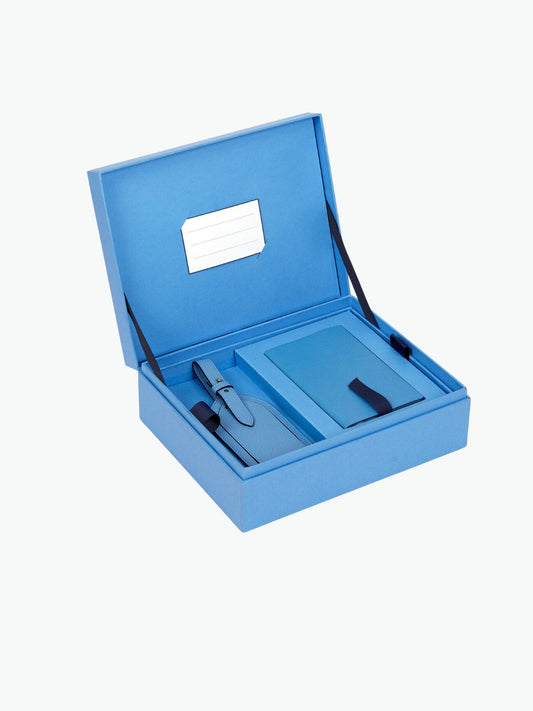 Smythson Travel Gift Box Set Nile Blue