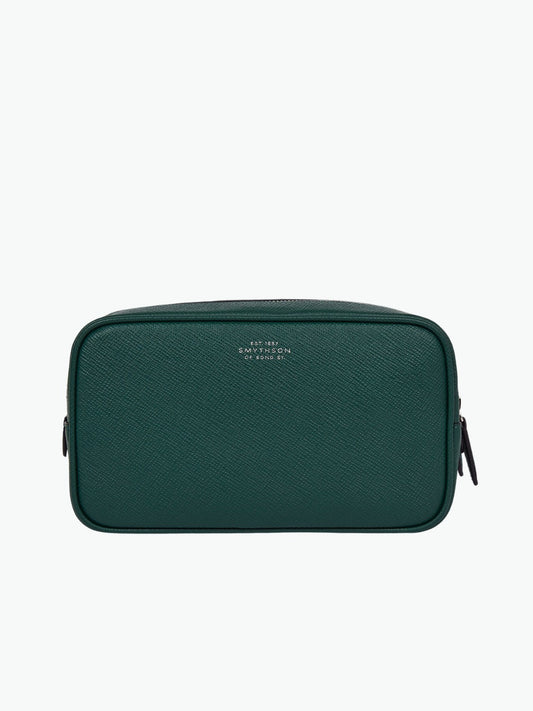 Smythson Washbag with Double Zip in Panama Forest