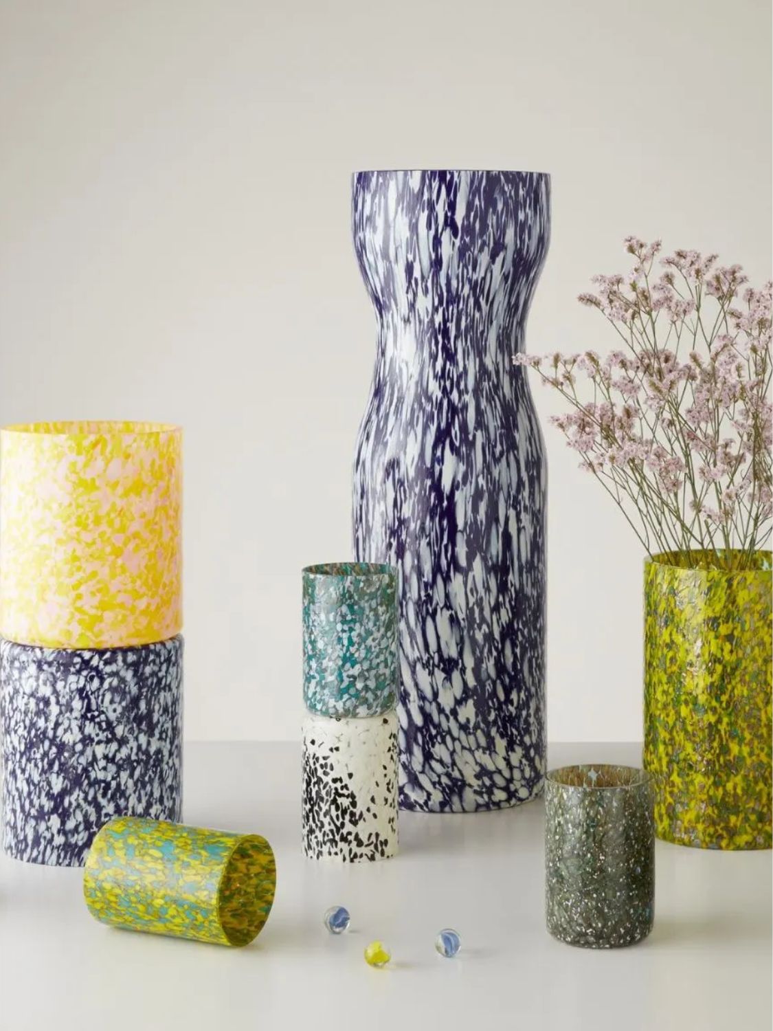 Stories Of Italy Murano Glass Ivory and Blue Carafe