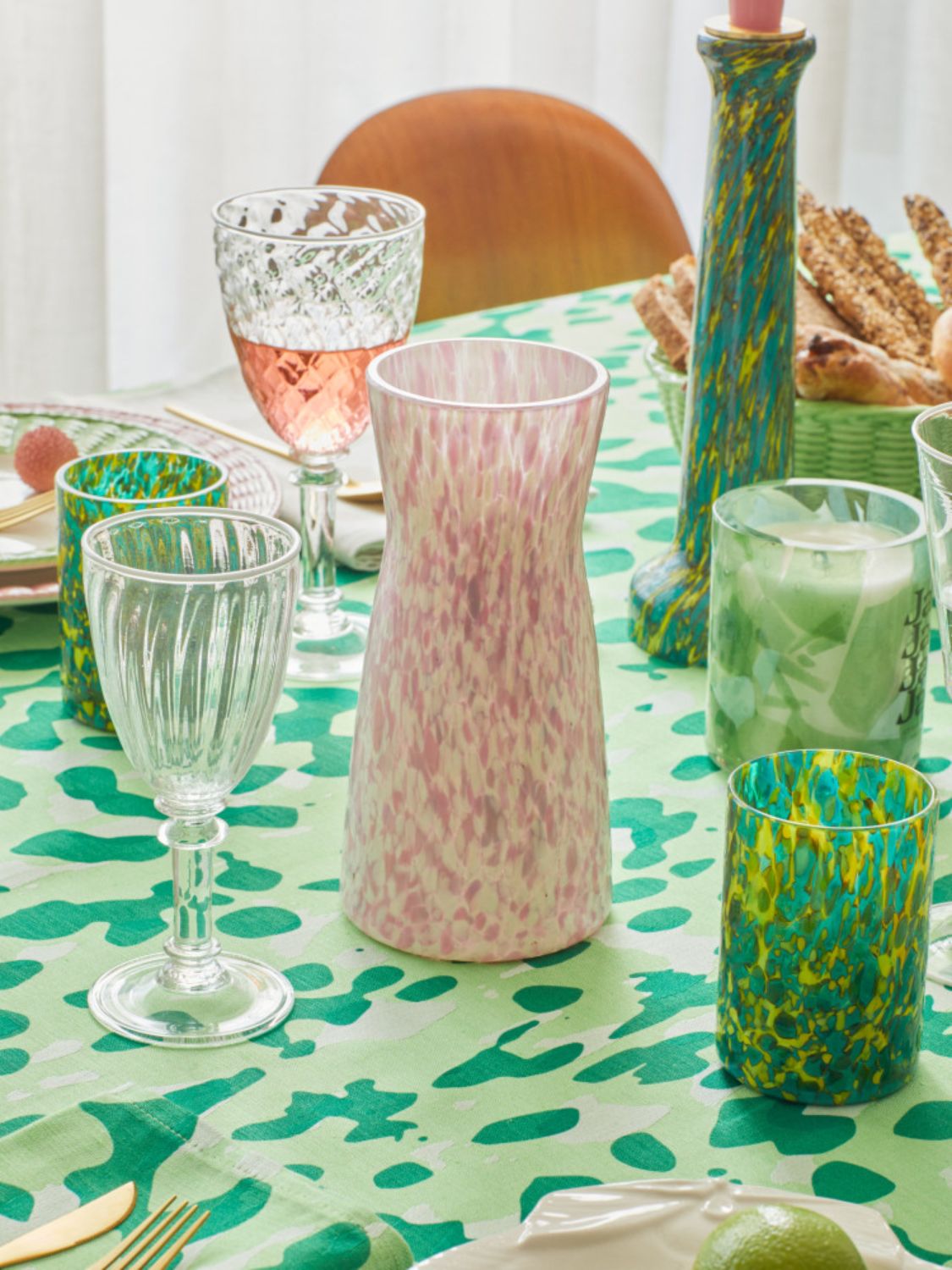 Stories Of Italy Murano Glass Ivory and Pink Carafe