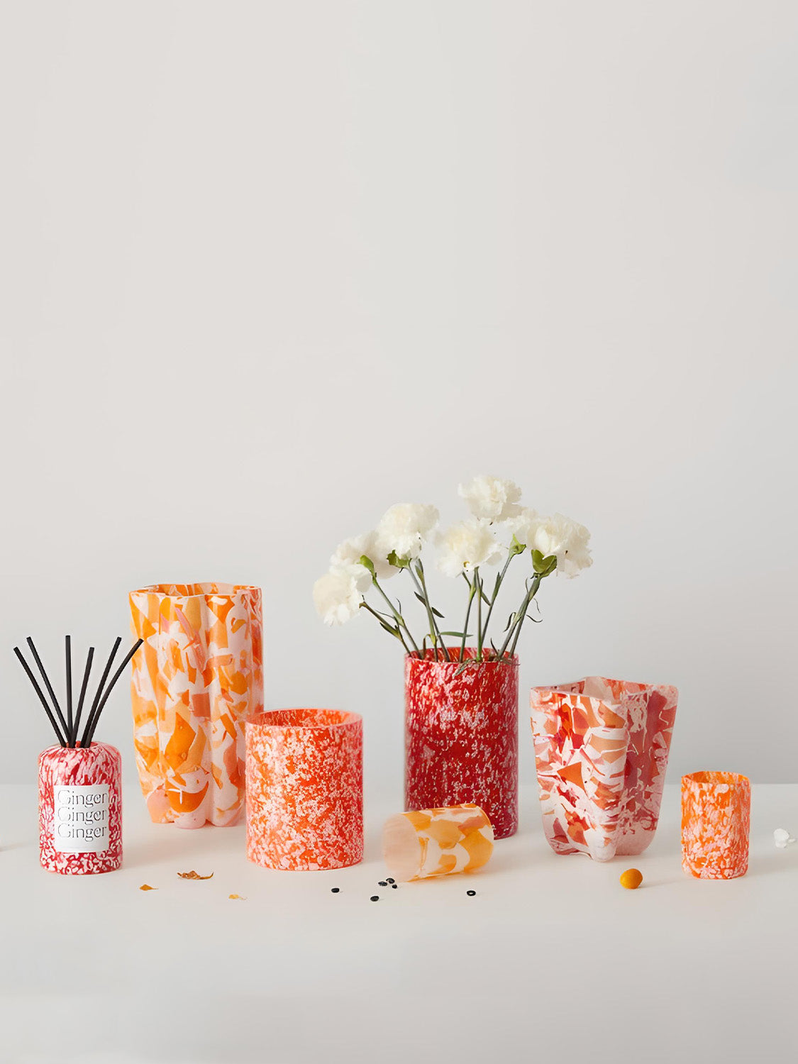 Stories Of Italy Macchia su Macchia Ivory and Red Extra Tall Vase