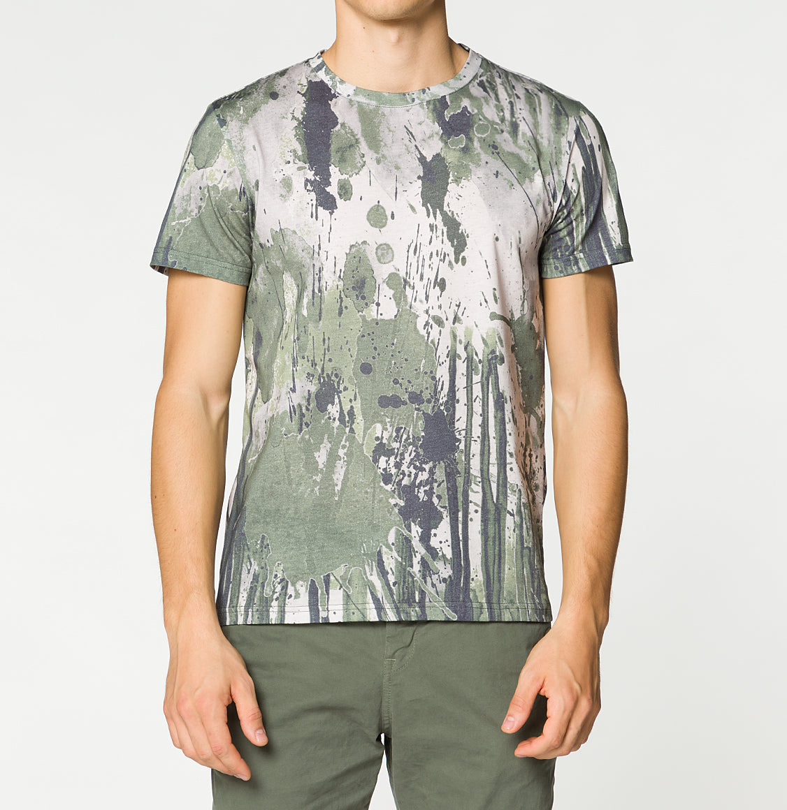 The Project Garments Crew Neck Cotton Digital Print T-shirt Khaki