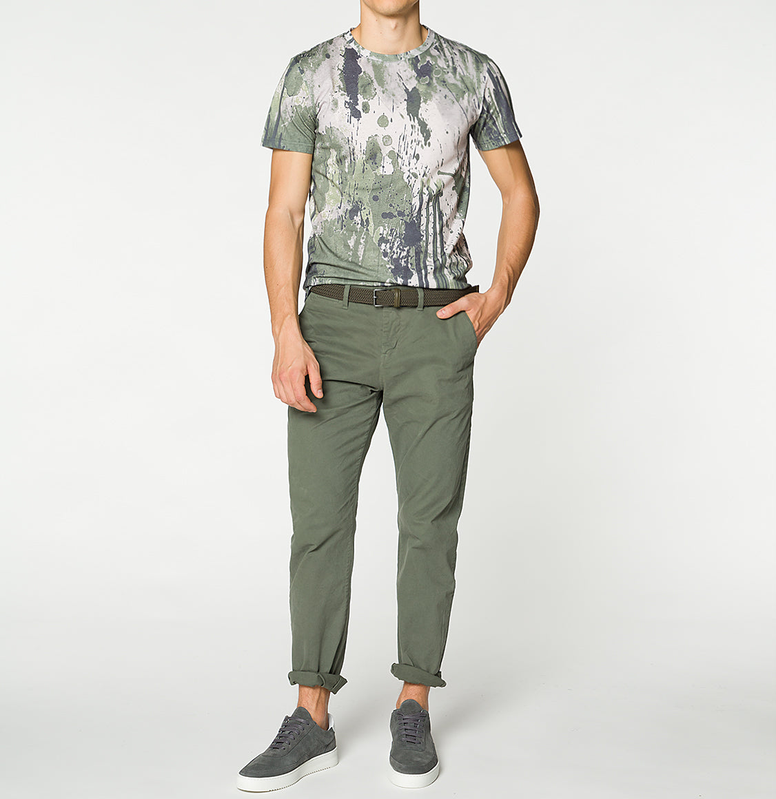 The Project Garments Crew Neck Cotton Digital Print T-shirt Khaki