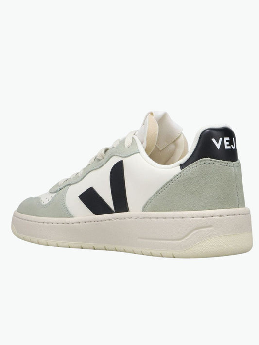 Veja V-10 Leather Pure Black Clay Sneakers