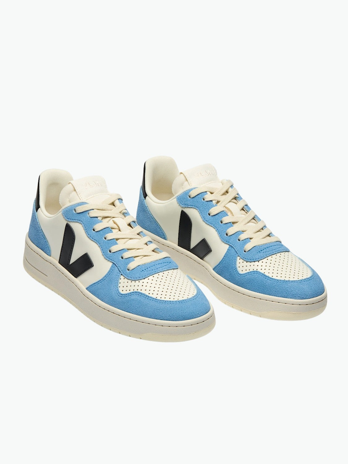 Veja V-10 Leather Pure Black Aqua