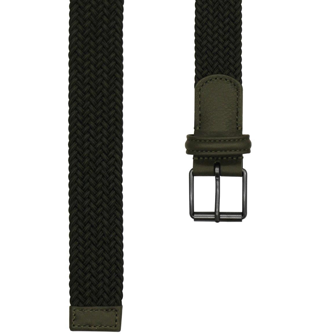 Anderson’s Ζώνη Leather-Trimmed Woven Belt Green