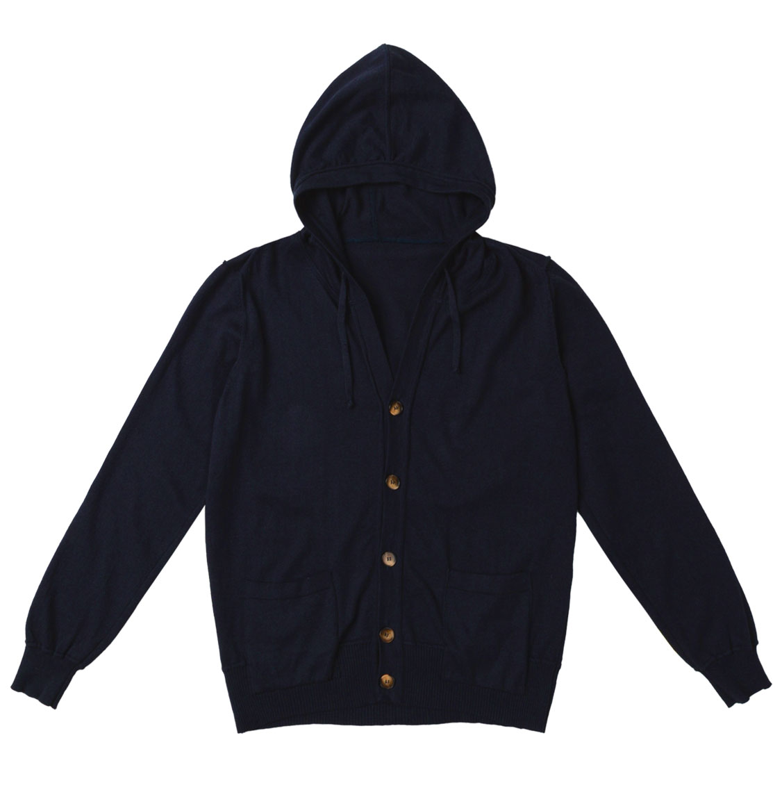 The Project Garments Cotton Blend Knitted Hooded Sweater Navy Blue