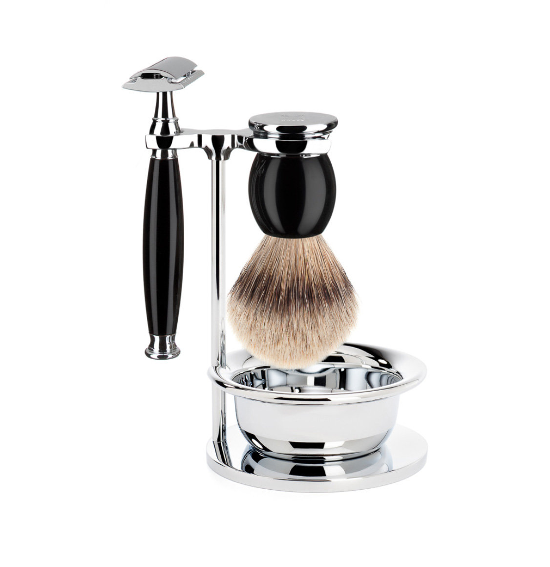 Muhle Sophist Shaving Set Silvertip Badger Brush With Safety Razor and Bowl