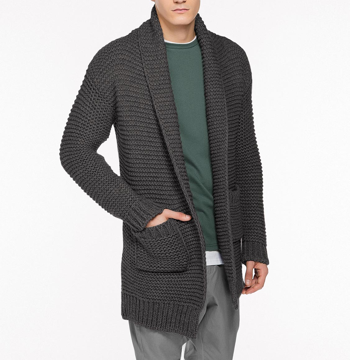 The Project Garments Oversized Shawl Collar Wool Blend Cardigan Taupe