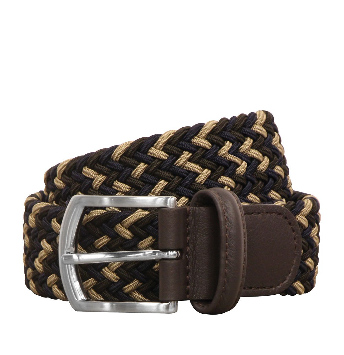 Anderson’s Ζώνη Leather-Trimmed Multi Woven Belt Brown and Blue