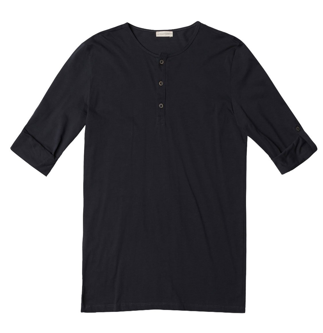 The Project Garments Henley Organic Cotton Long Sleeve T-shirt Charcoal Grey