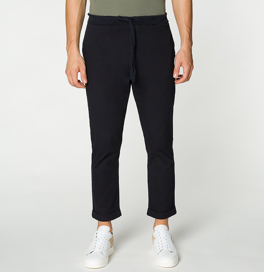 The Project Garments Stretch-Cotton Slim-Fit Drawstring Trousers Navy Blue