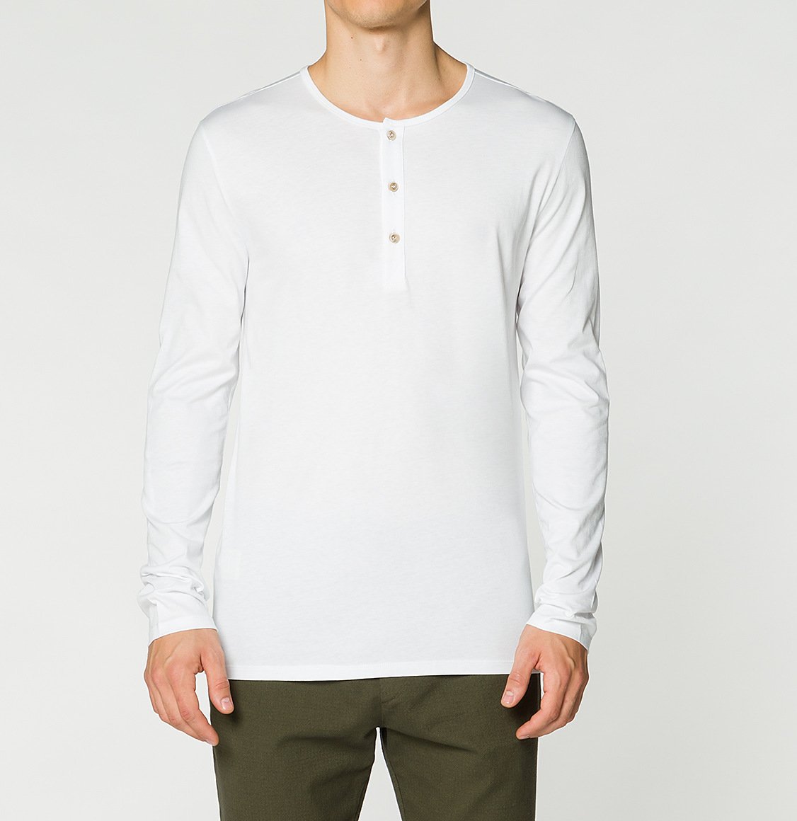 The Project Garments Henley Organic Cotton Long Sleeve T-shirt White