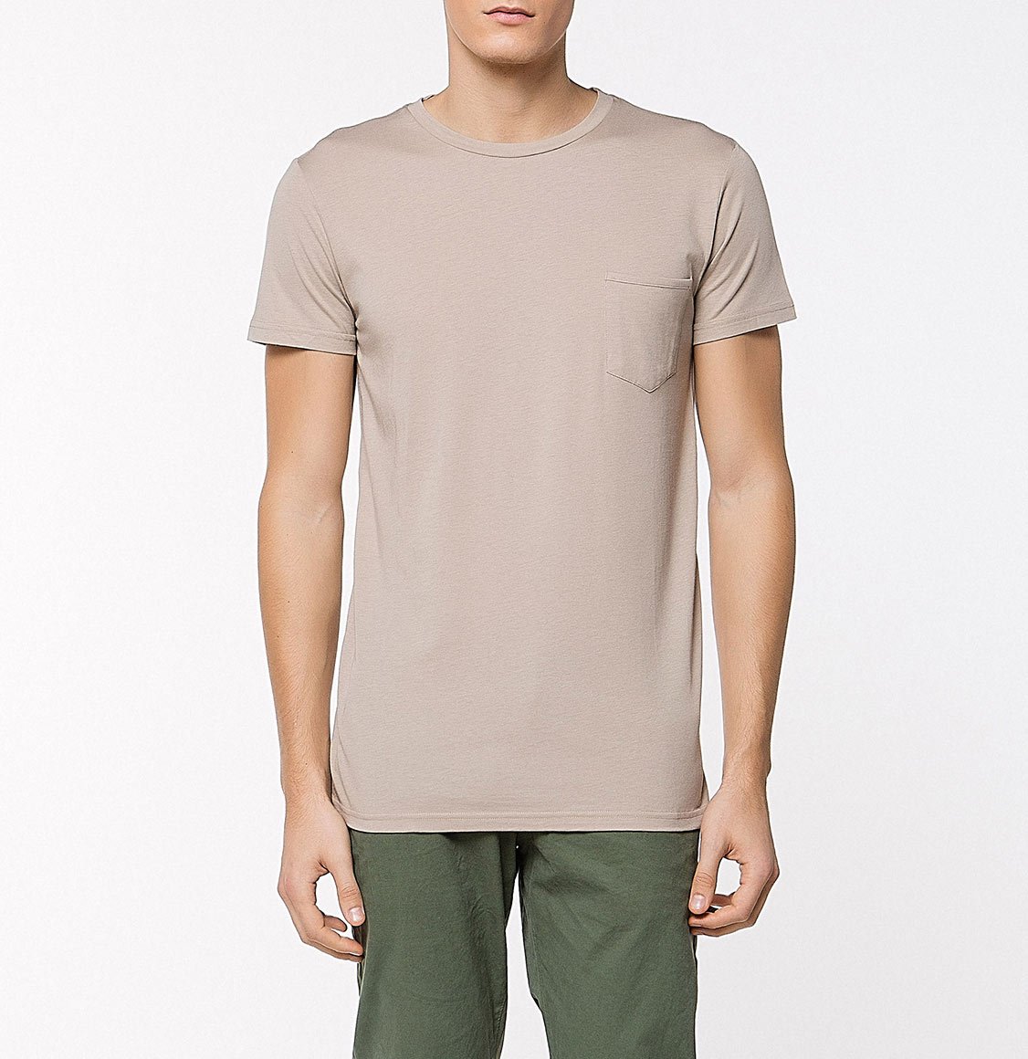 The Project Garments Crew Neck Modal-Blend Pocket T-Shirt Beige