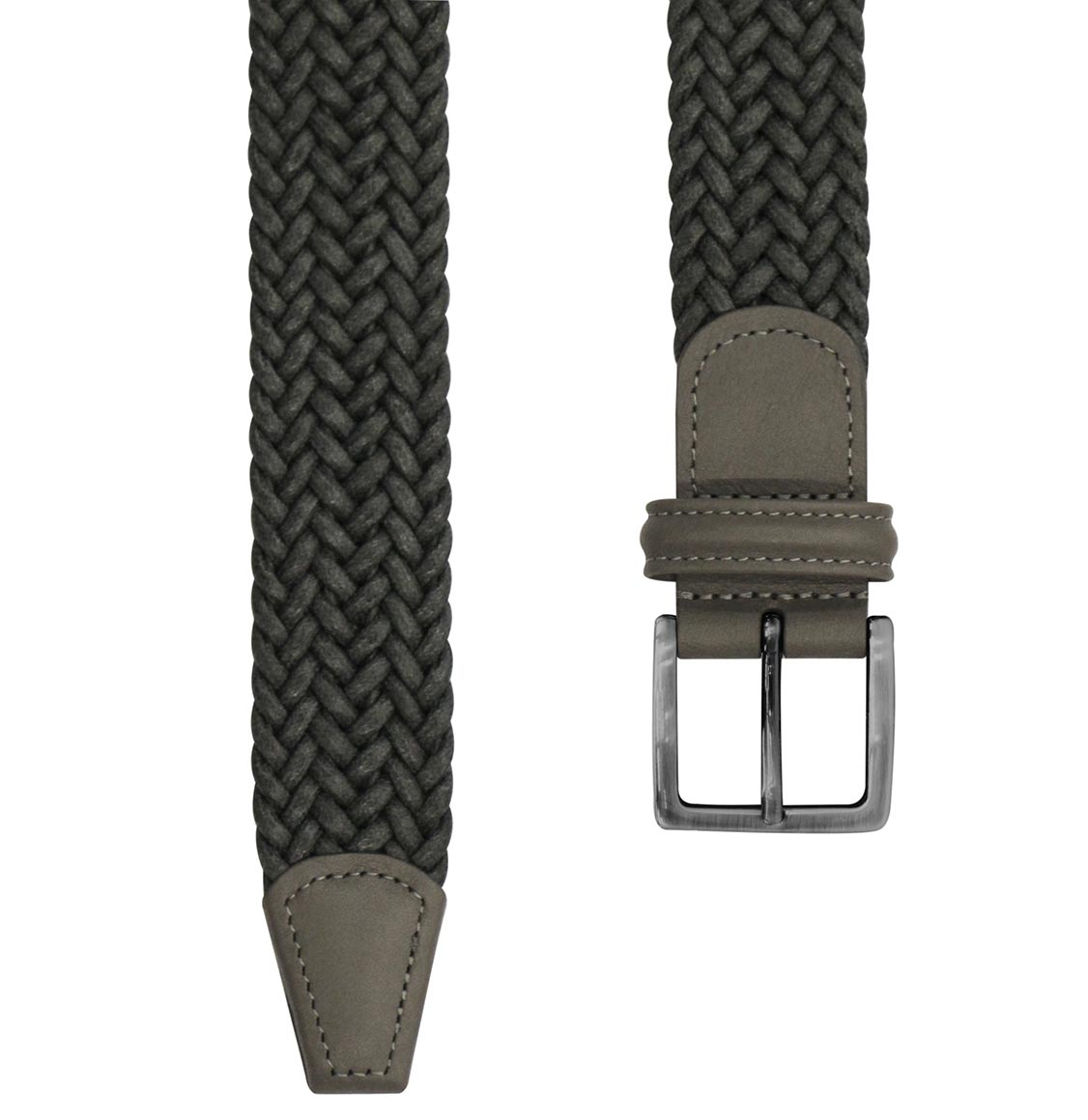 Anderson’s Ζώνη Waxed Leather-Trimmed Woven Belt Grey