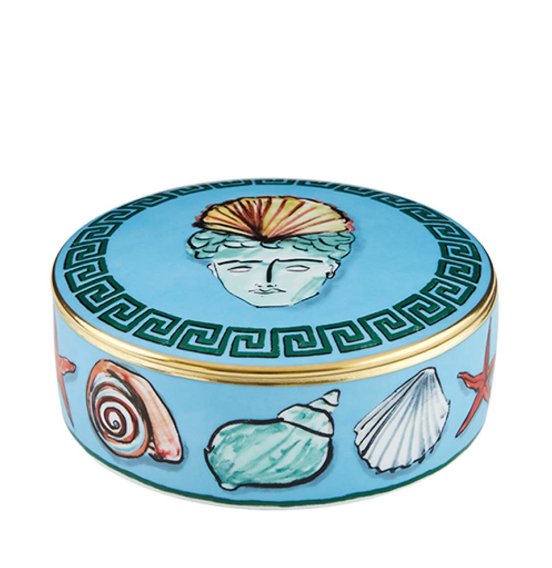 Ginori 1735 Porcelain Sea Blue Round Box 13.2cm x 5.3cm